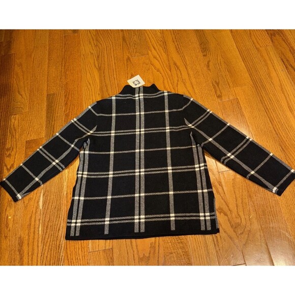 Anne Klein Womens Plaid Side Slit Mock Turtleneck Sweater Small Dk Academia NWT - Picture 7 of 7